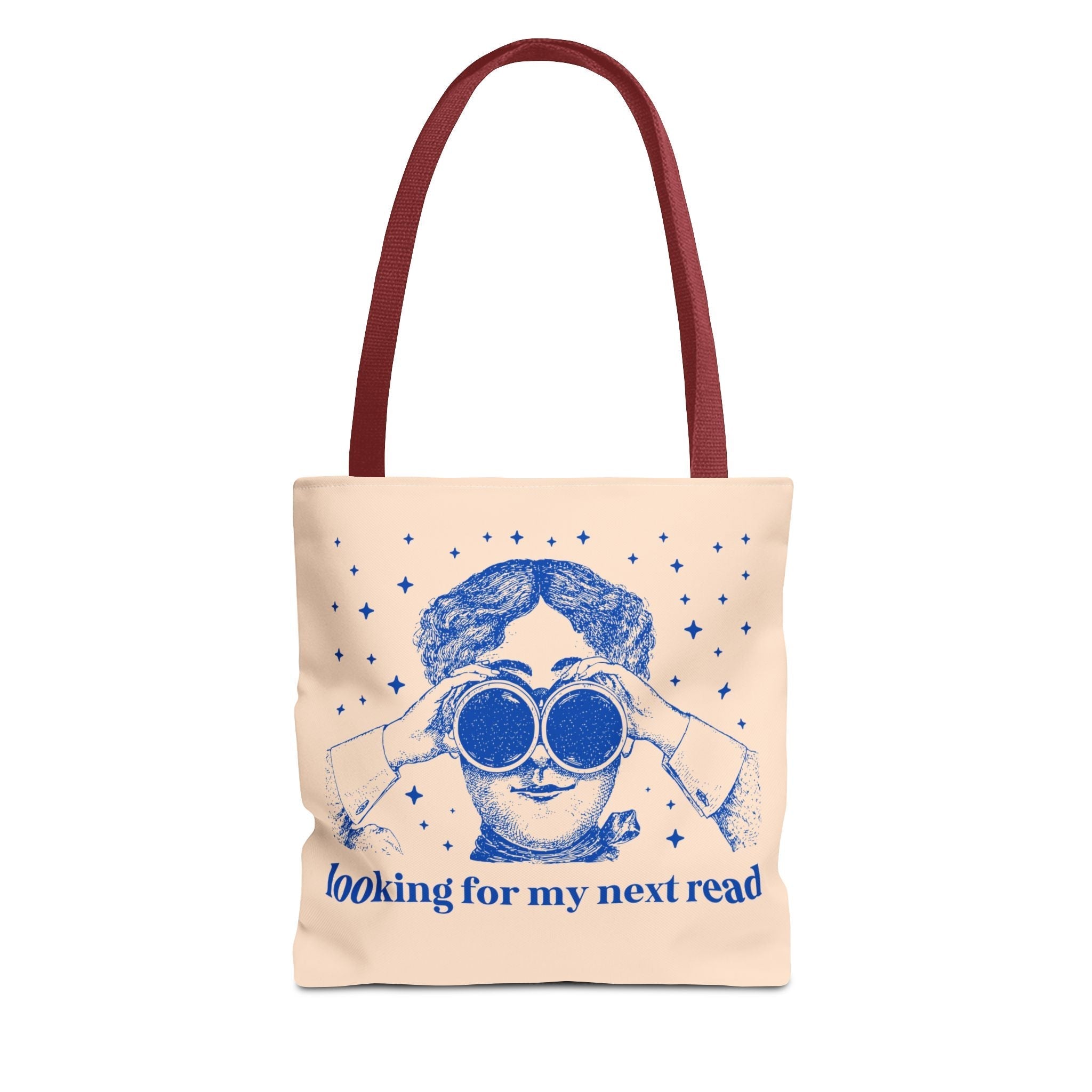 Looking for My Next Read Binoculars Tote Bag 13" × 13'' Red Bags Opal and June