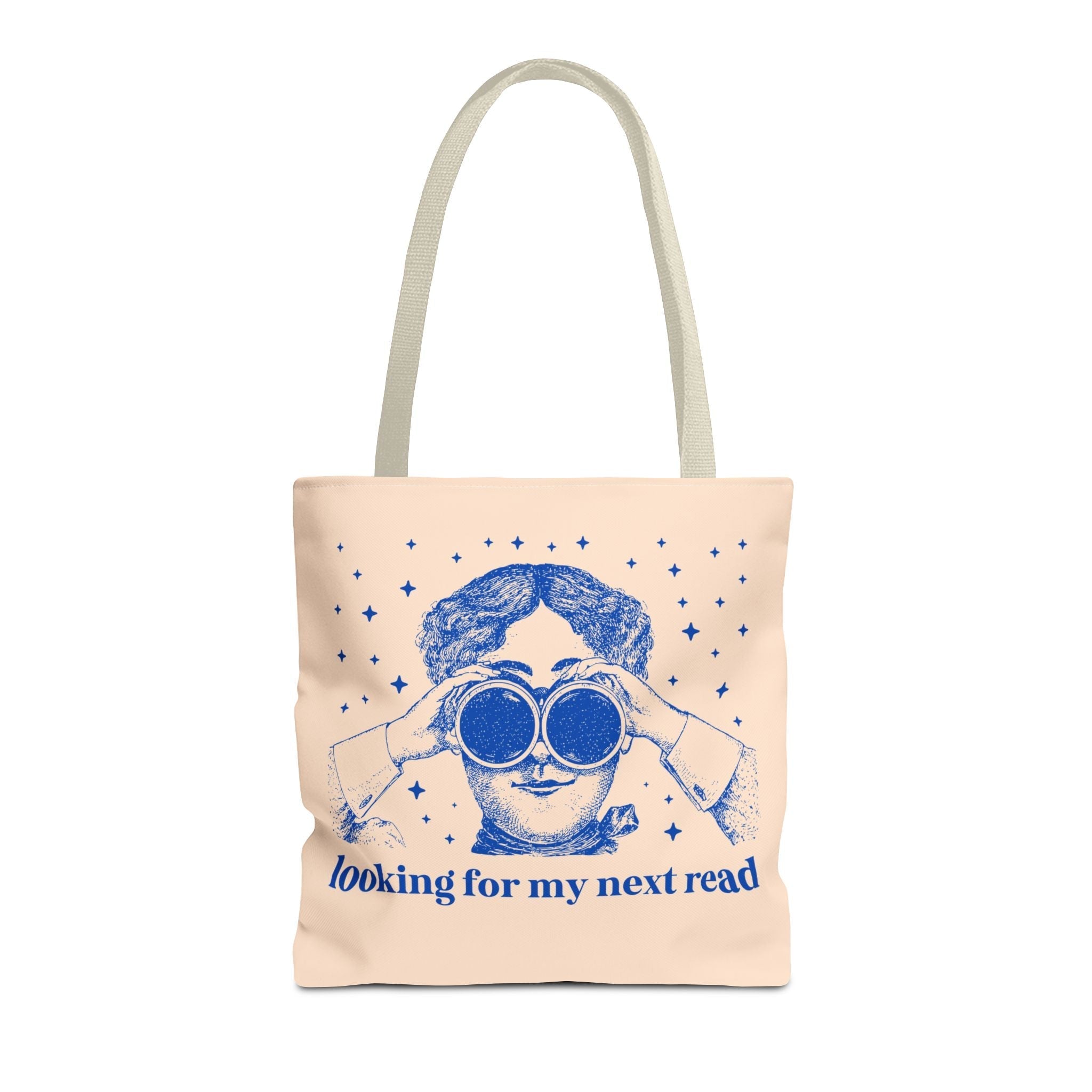 Looking for My Next Read Binoculars Tote Bag 16" × 16'' Beige Bags Opal and June
