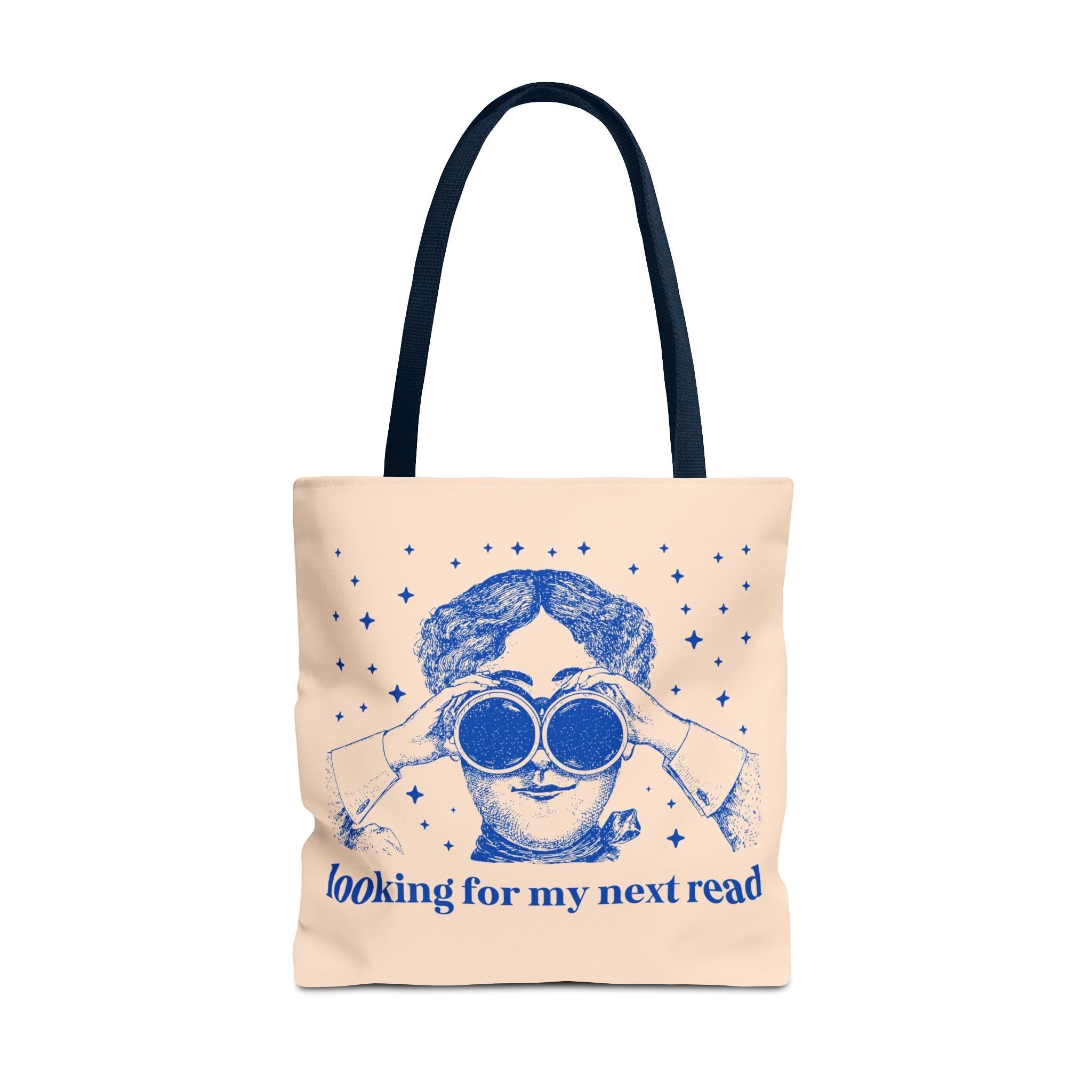 Looking for My Next Read Binoculars Tote Bag 18" × 18'' Navy Bags Opal and June