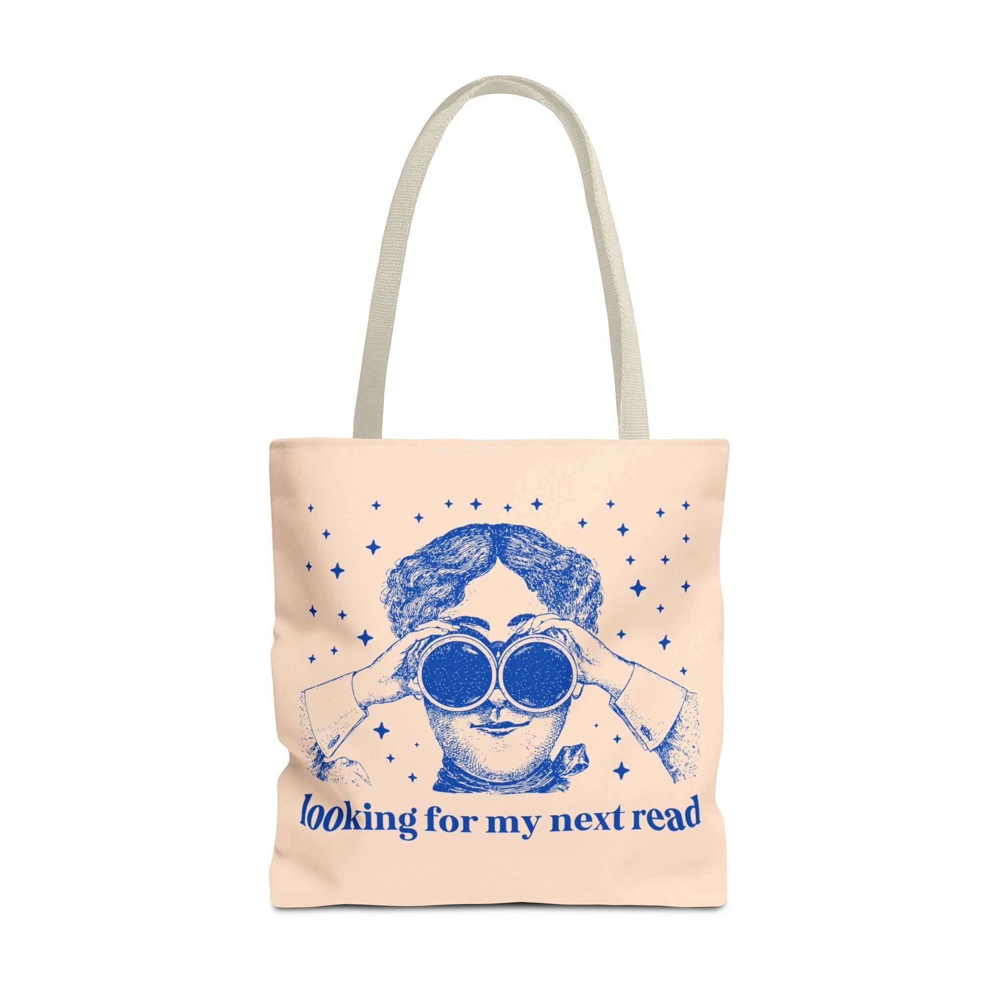 Looking for My Next Read Binoculars Tote Bag 18" × 18'' Beige Bags Opal and June