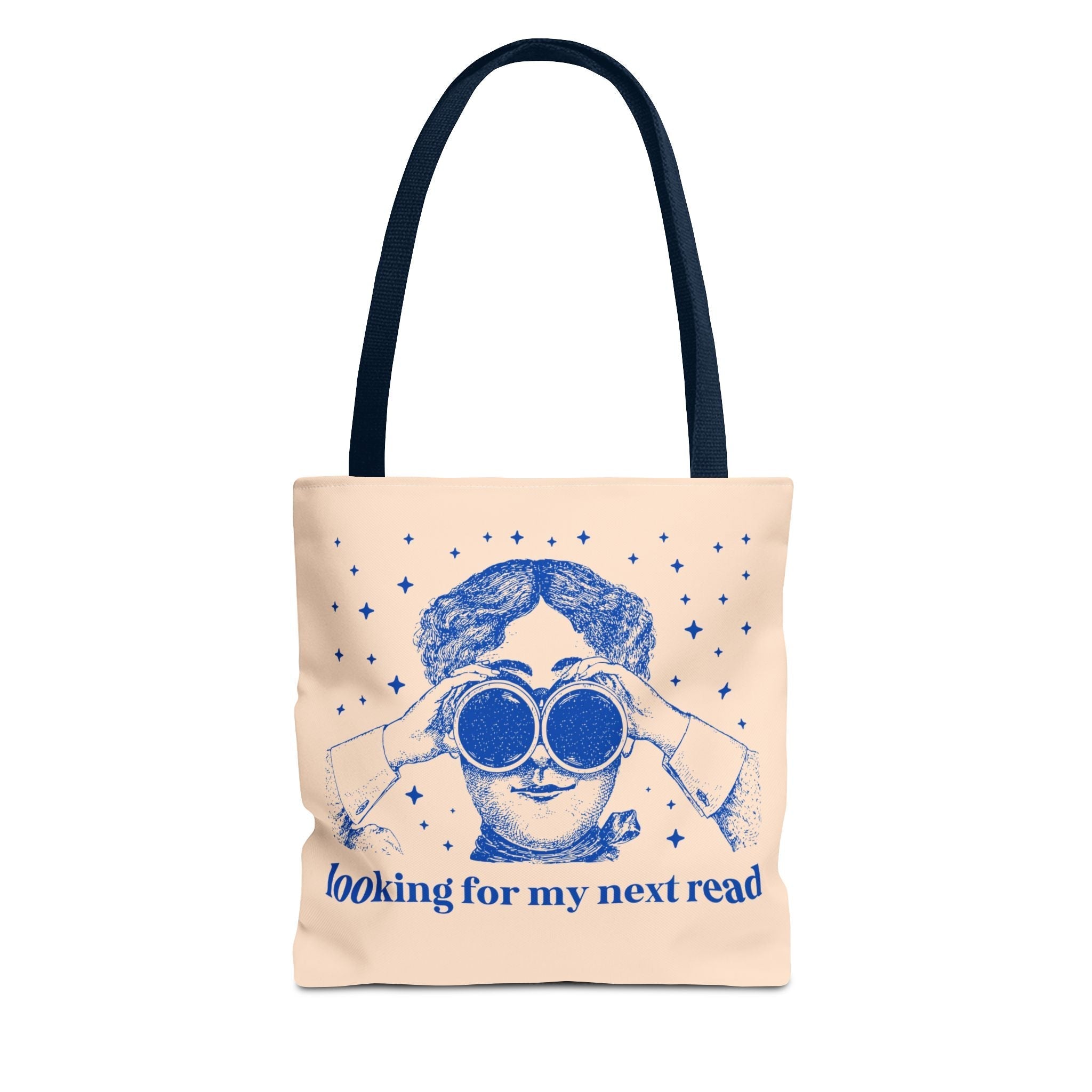 Looking for My Next Read Binoculars Tote Bag 13" × 13'' Navy Bags Opal and June