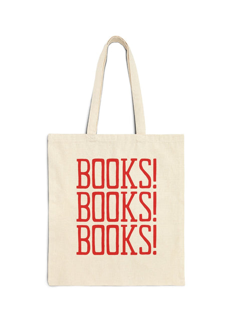 Books! Books! Books! Canvas Tota Bag Natural 15" x 16" Bags Opal and June