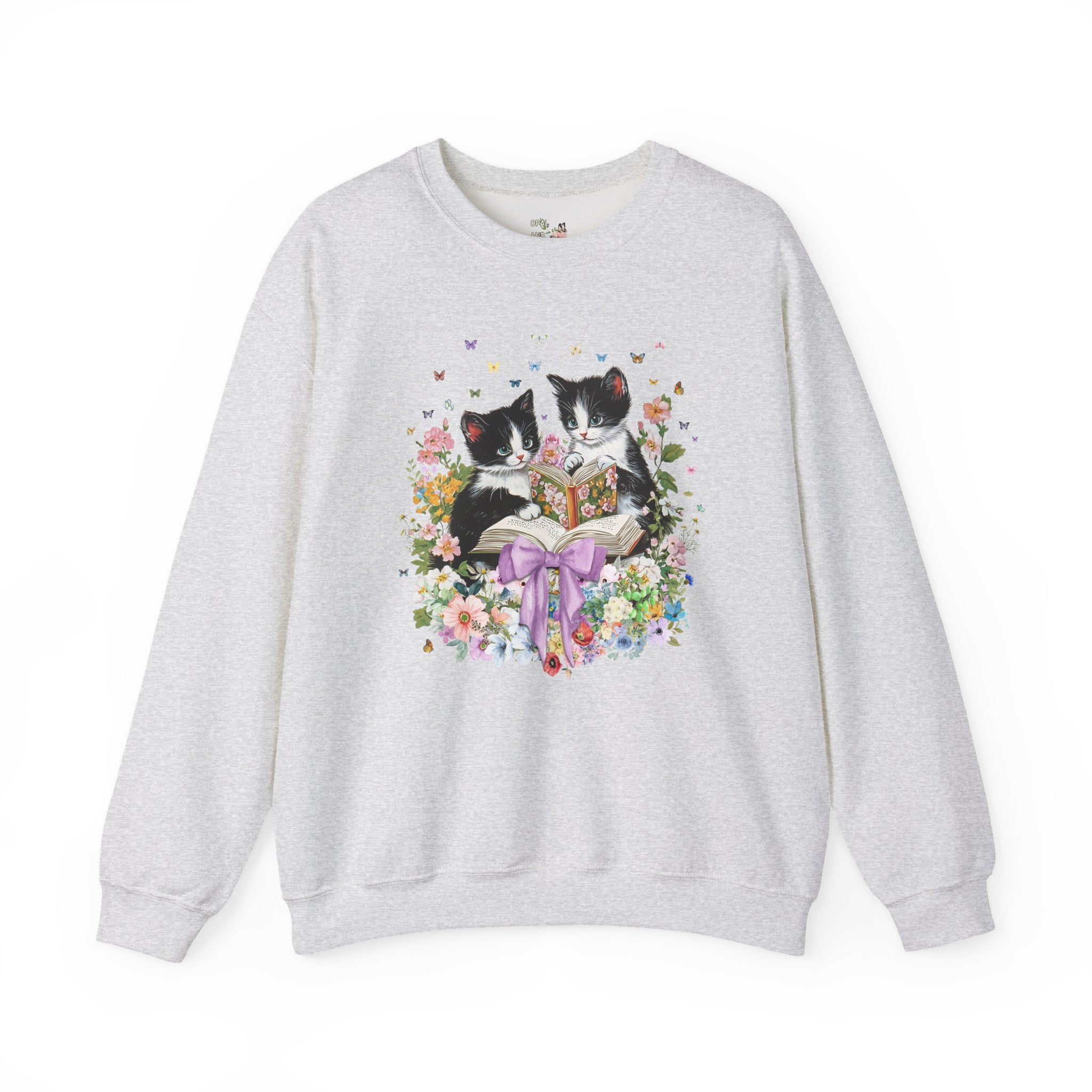Bookish Kittens Reading Sweatshirt Lovecore Ash Sweatshirt Opal and June