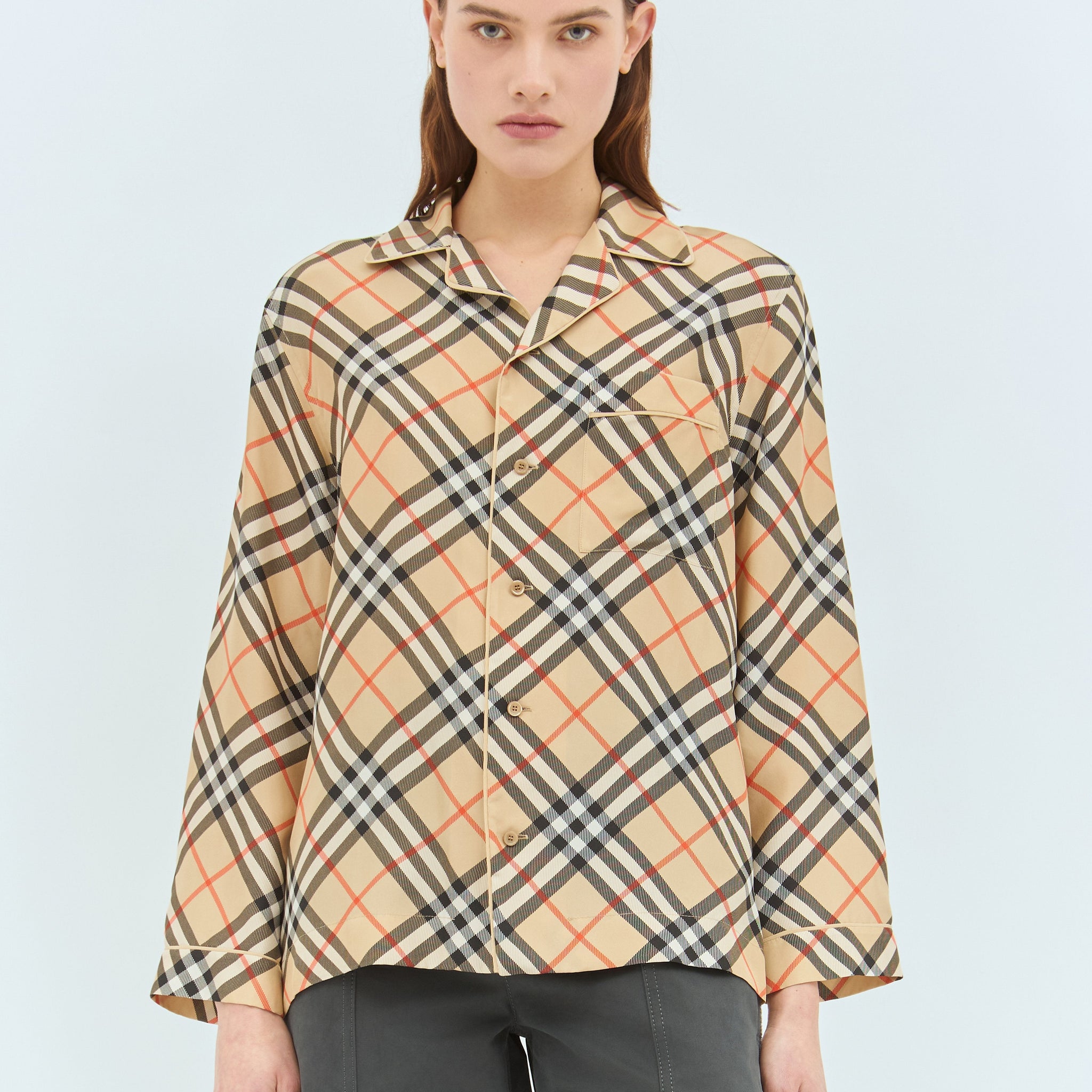 Burberry Women Check Silk Pyjama Shirt