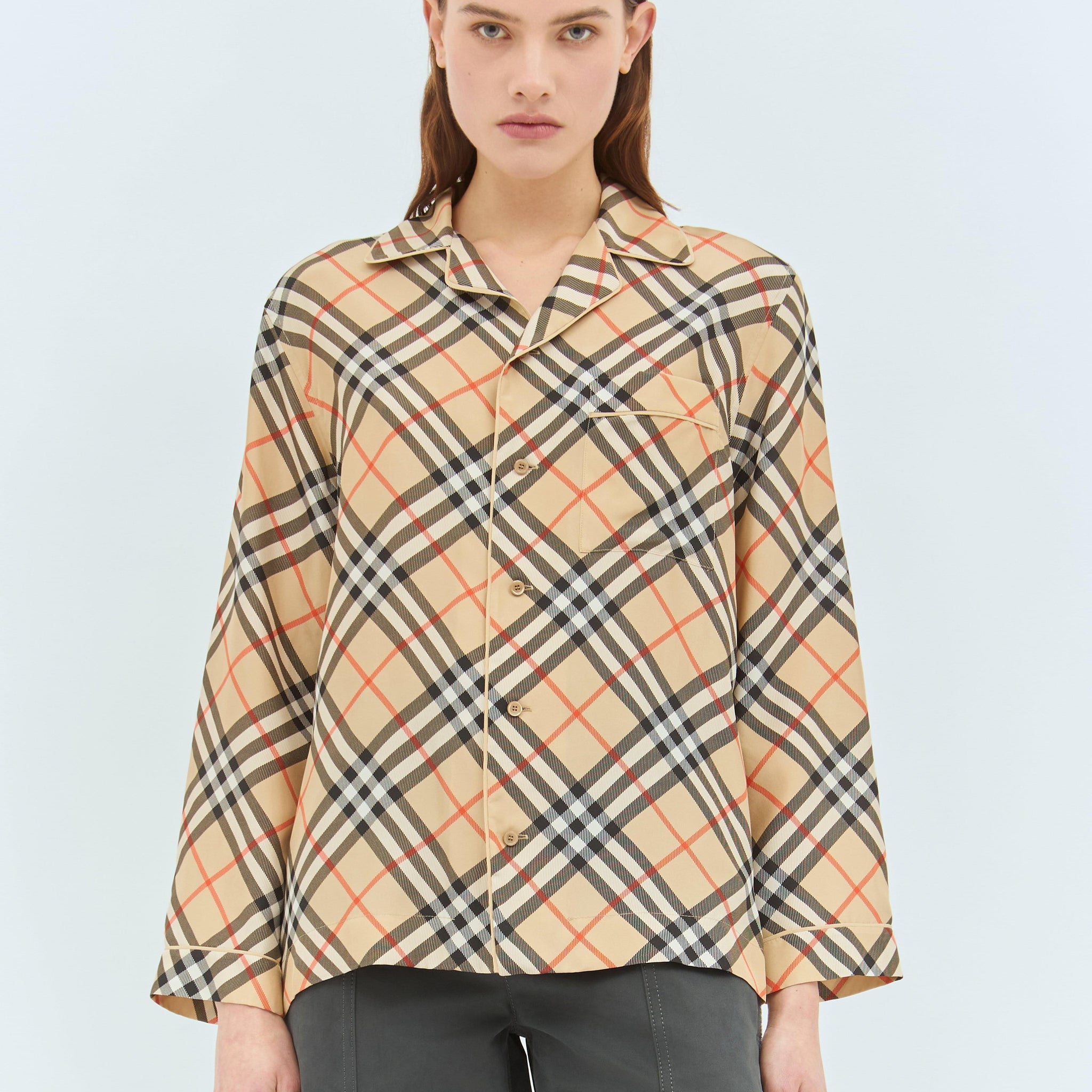 Burberry Women Check Silk Pyjama Shirt