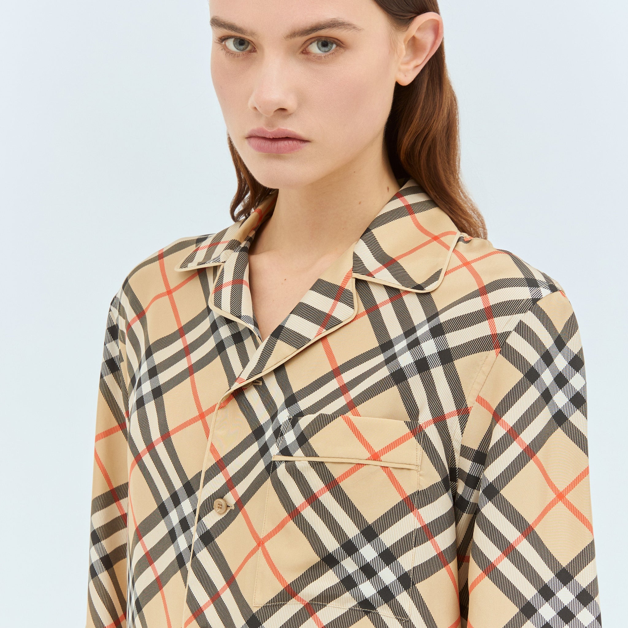 Burberry Women Check Silk Pyjama Shirt
