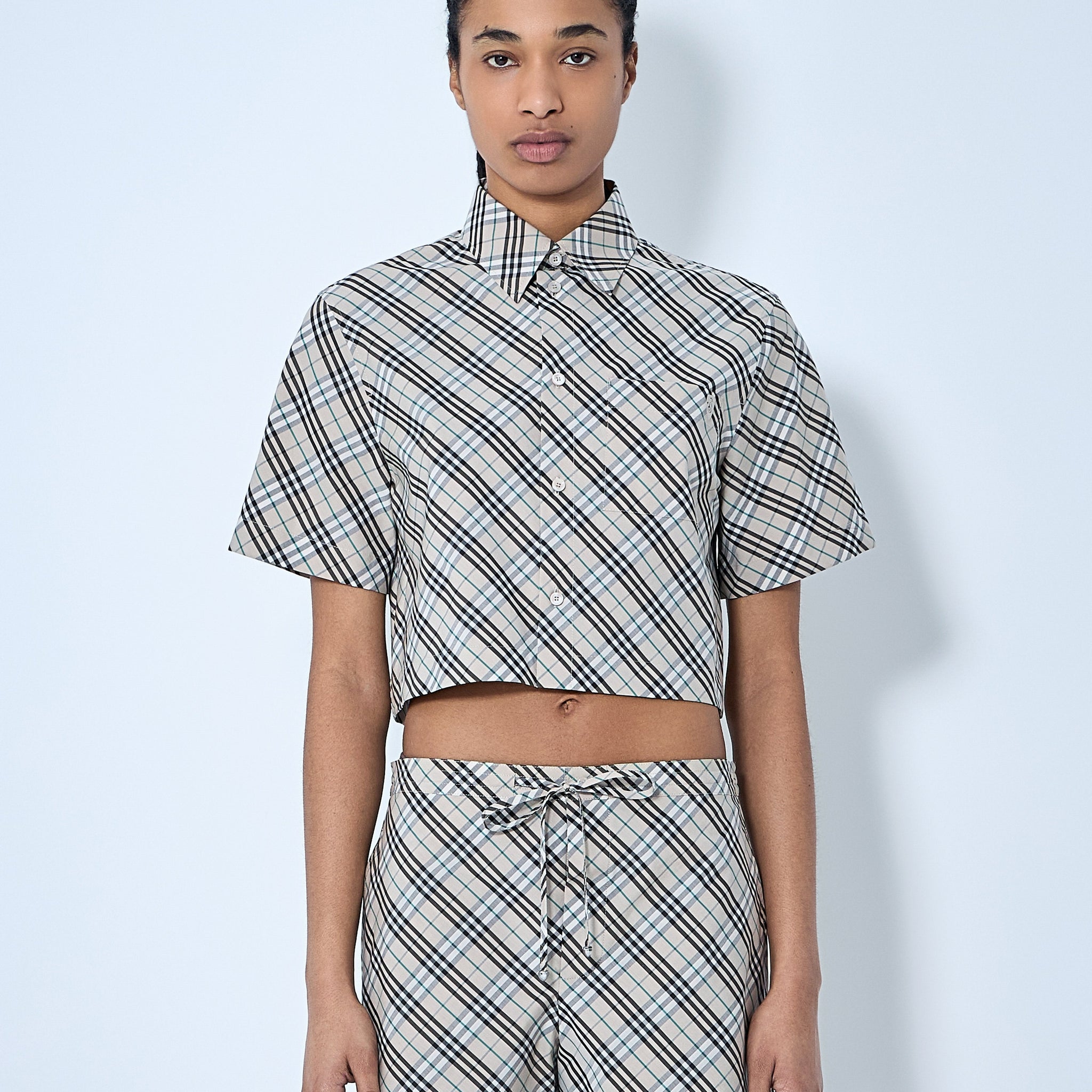 Burberry Women Crop Check Shirt