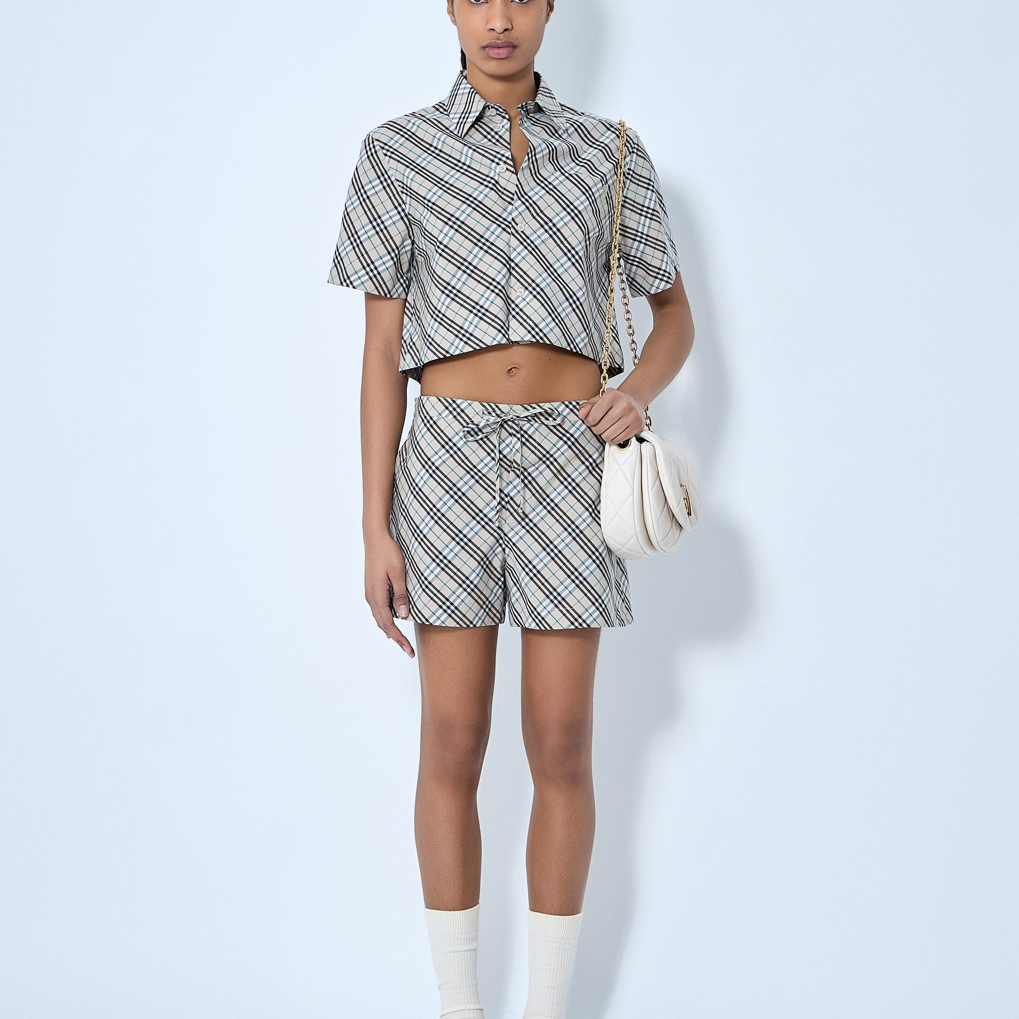 Burberry Women Check Drawstring Shorts