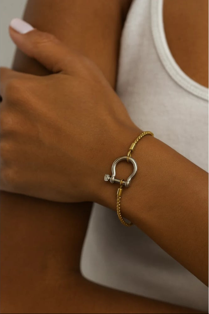Lucky Lock Horseshoe Amulet Bracelet, Carabiner Clasp Bracelets Hollywood Sensation®