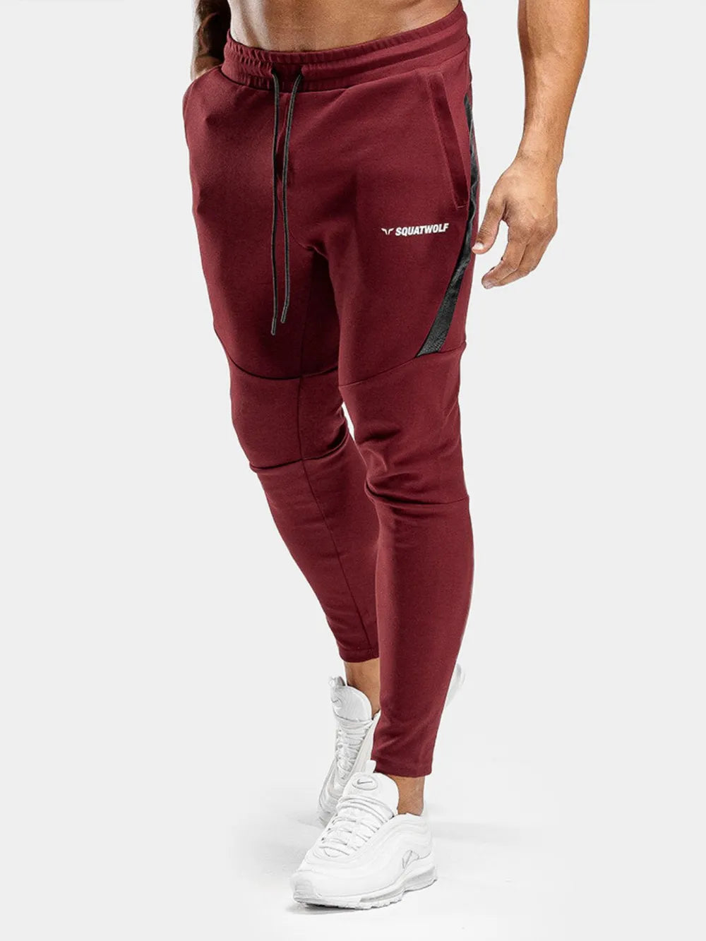 Men's Drawstring Active Pants Burgundy Trendsi