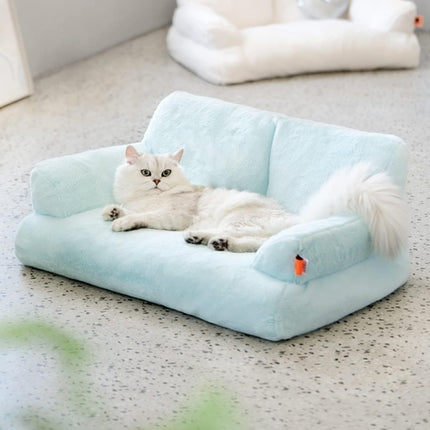 Sky Blue Plush Pet Bed