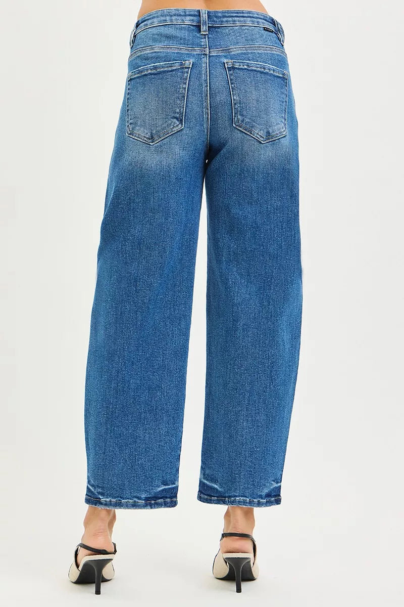 Slouchy Ankle Length Barrel Jeans Jeans Trendsi