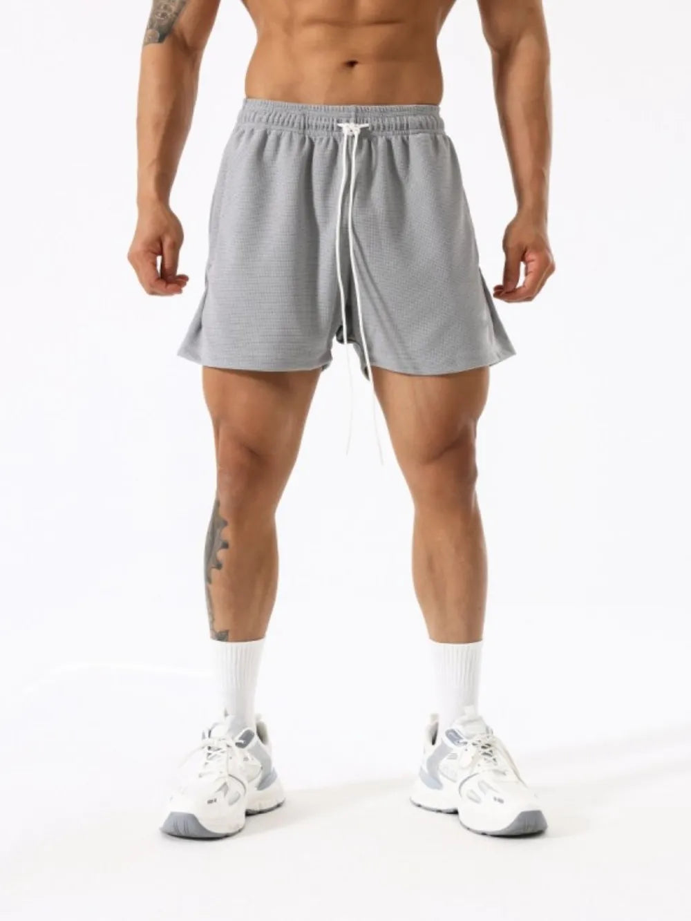 Mens Drawstring Active Shorts Gray Trendsi