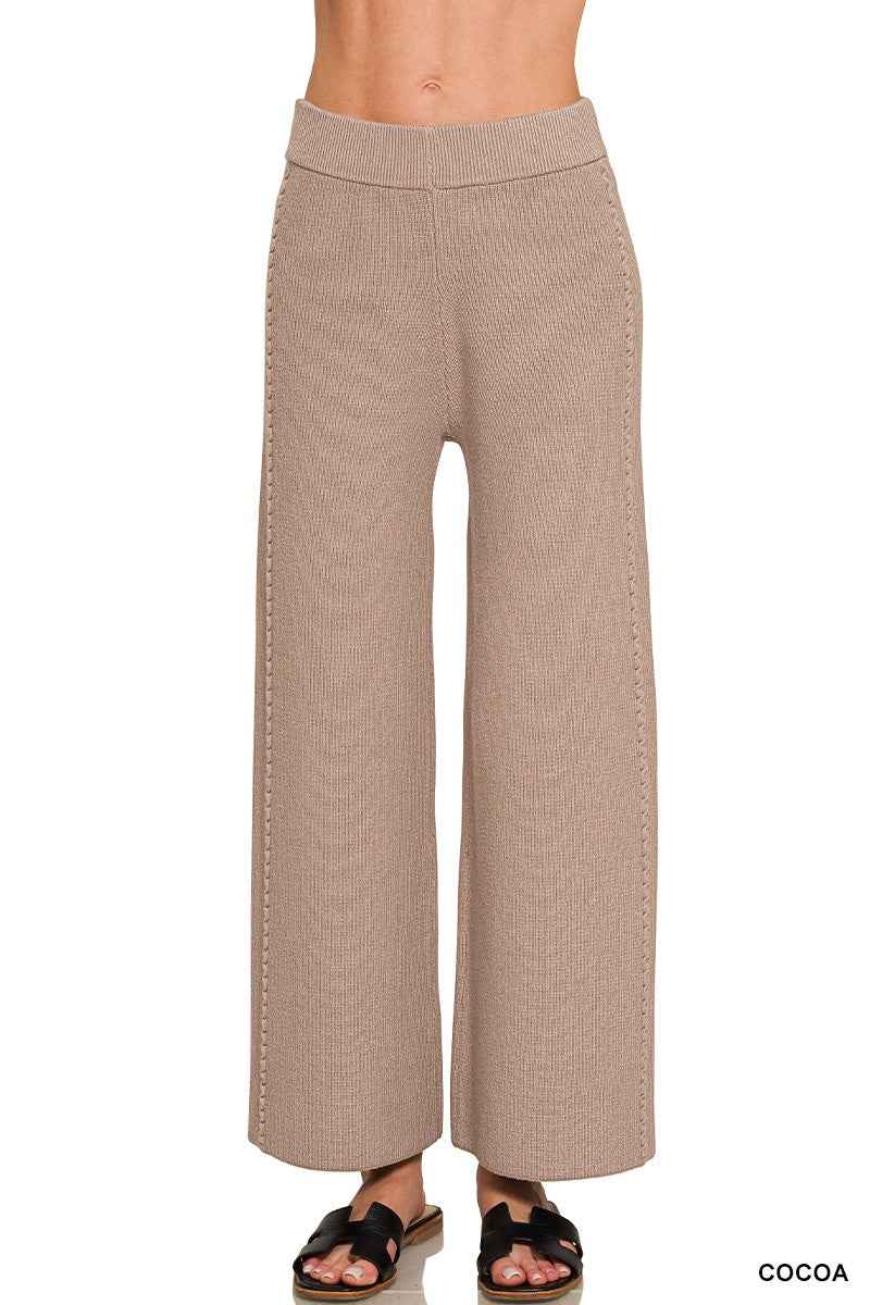 Zenana Viscose Sweater Pants COCOA Trendsi
