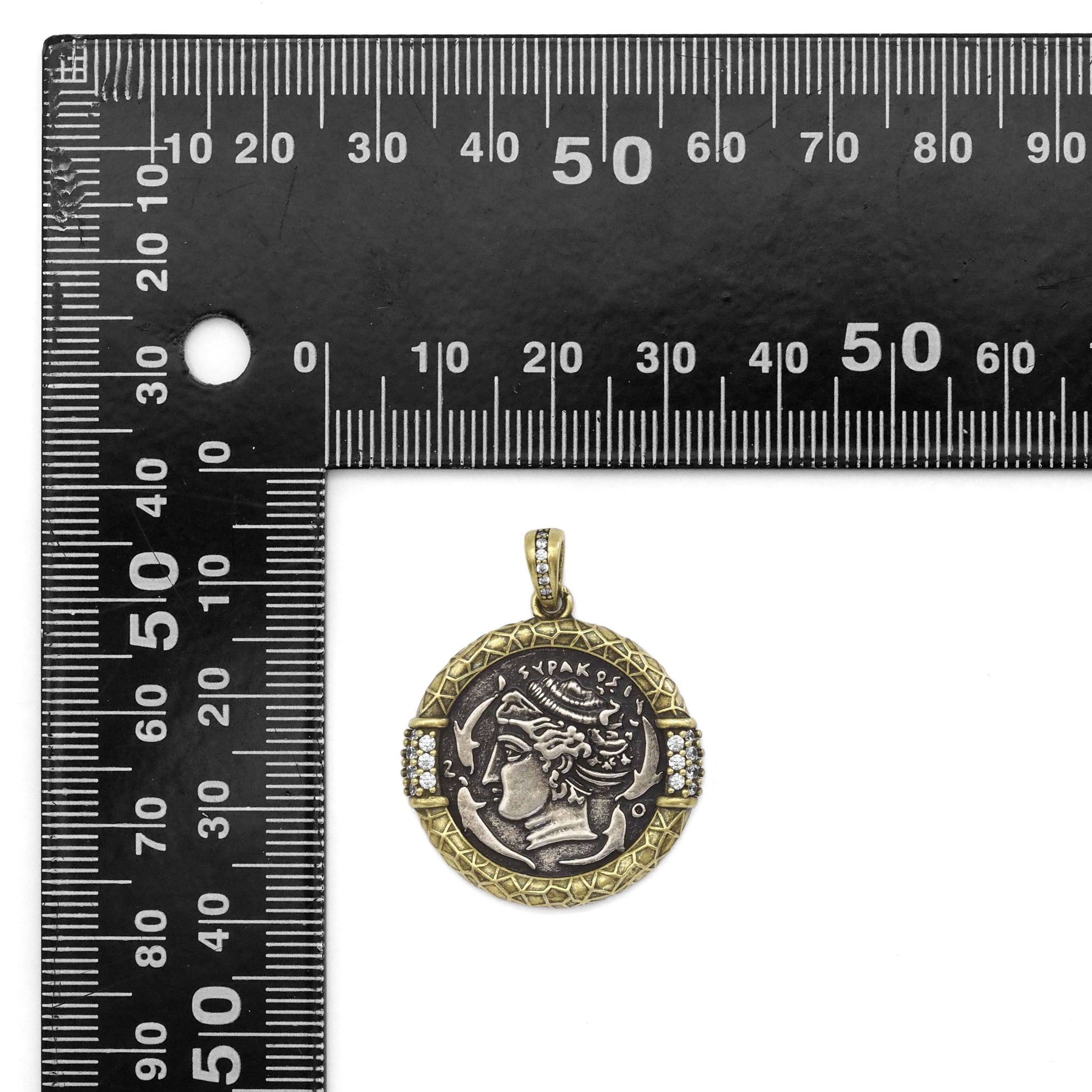 Double-Sided Antique Ancient Greek Coin Charm, Sku#Y886