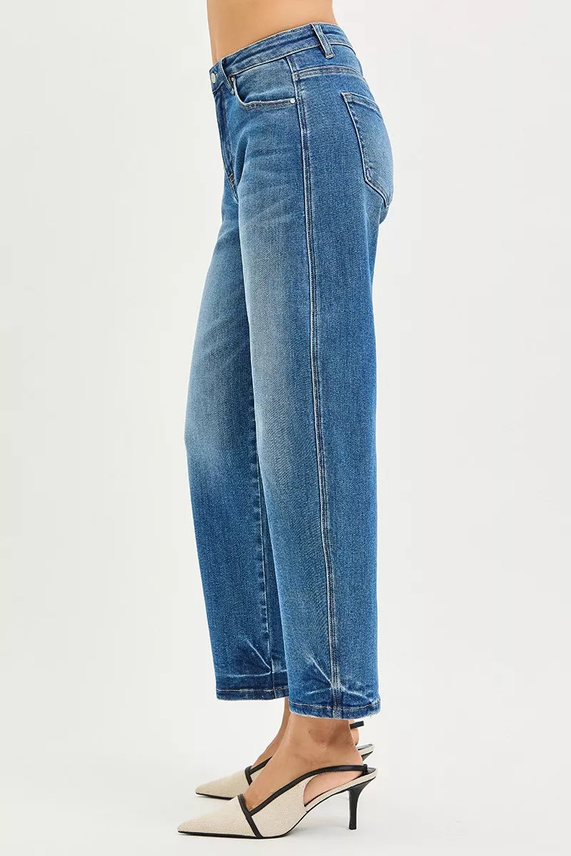 Slouchy Ankle Length Barrel Jeans Jeans Trendsi