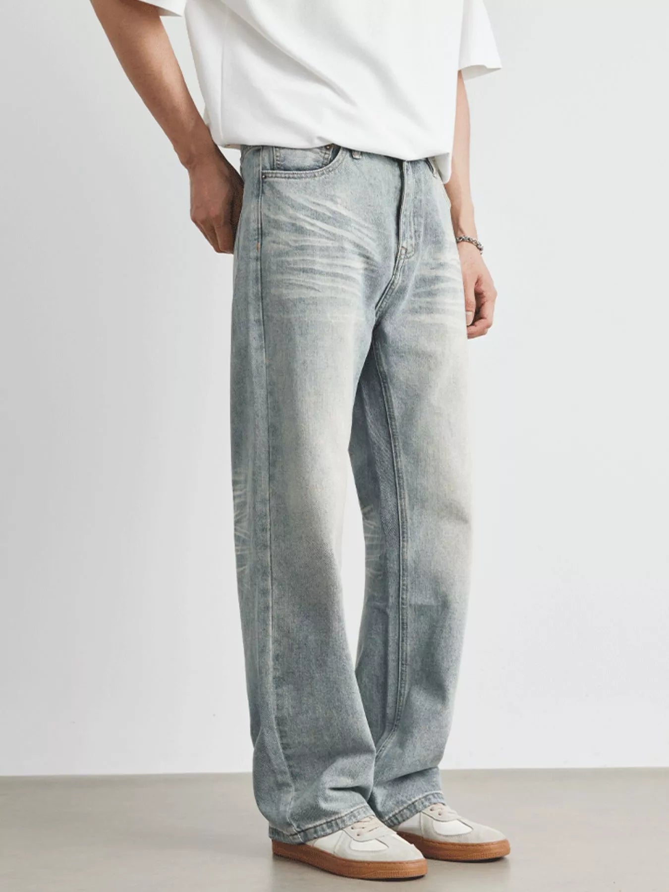 Men's Light wash Loose Fit Jeans Jeans Trendsi