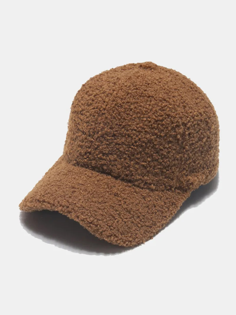 Sherpa Solid Color Baseball Cap Brown One Size Trendsi