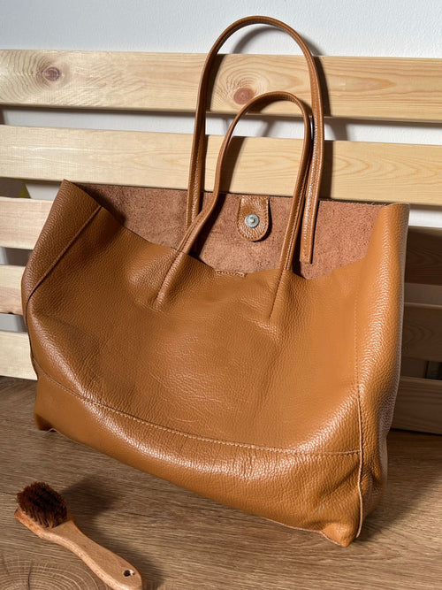 The Original Leather Tote | VERA PELLE Camel Brown Bags LeatherBags B2B
