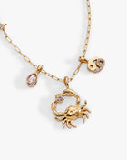 Cancer Zodiac Charm Cluster Necklace