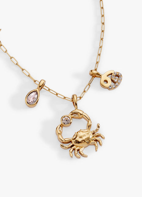 Cancer Zodiac Charm Cluster Necklace