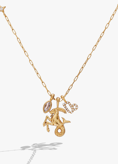 Capricorn Zodiac Charm Cluster Necklace