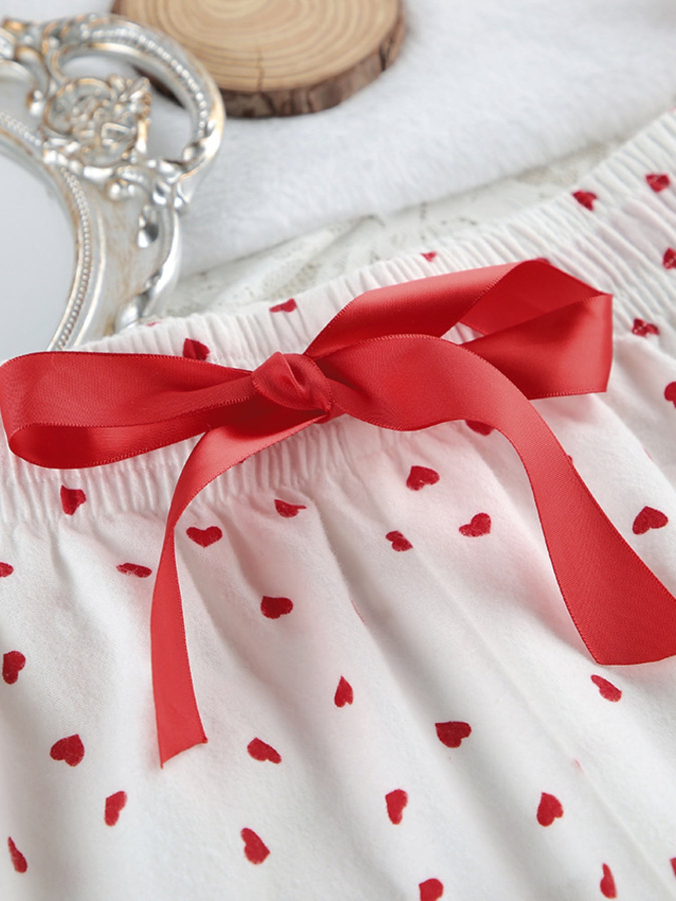 Heart Print Long Sleeve Top and Pants PJ Loungewear Set Trendsi