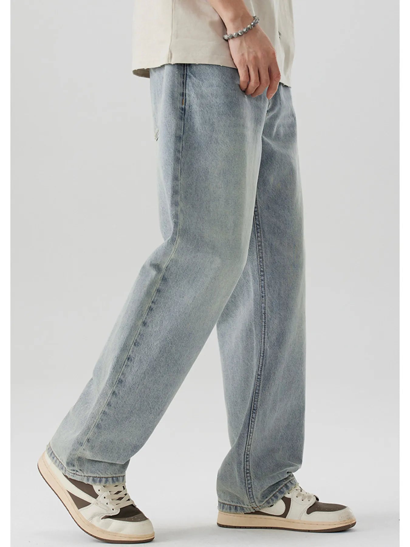 Men's Wash Wide Leg Jeans Trendsi
