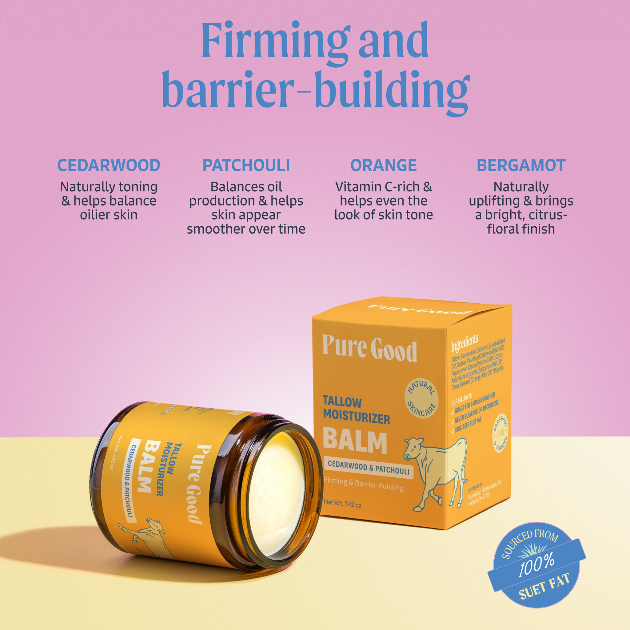 Firming & Balancing - Cedarwood + Patchouli Tallow Balm