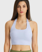 Millennia Breathable Halter Neck Sports Bra Blue Trendsi