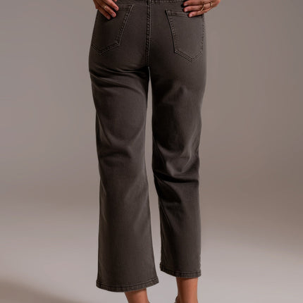 Cropped Flare Dark Grey Jeans