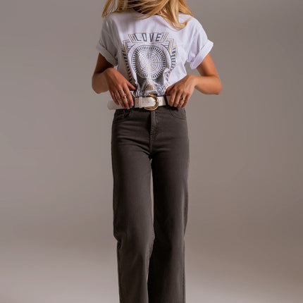 Cropped Flare Dark Grey Jeans