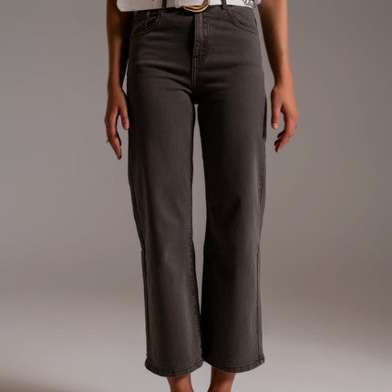 Cropped Flare Dark Grey Jeans