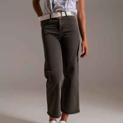 Cropped Flare Dark Grey Jeans