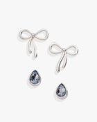 Bow & Teardrop Stud Earring Set