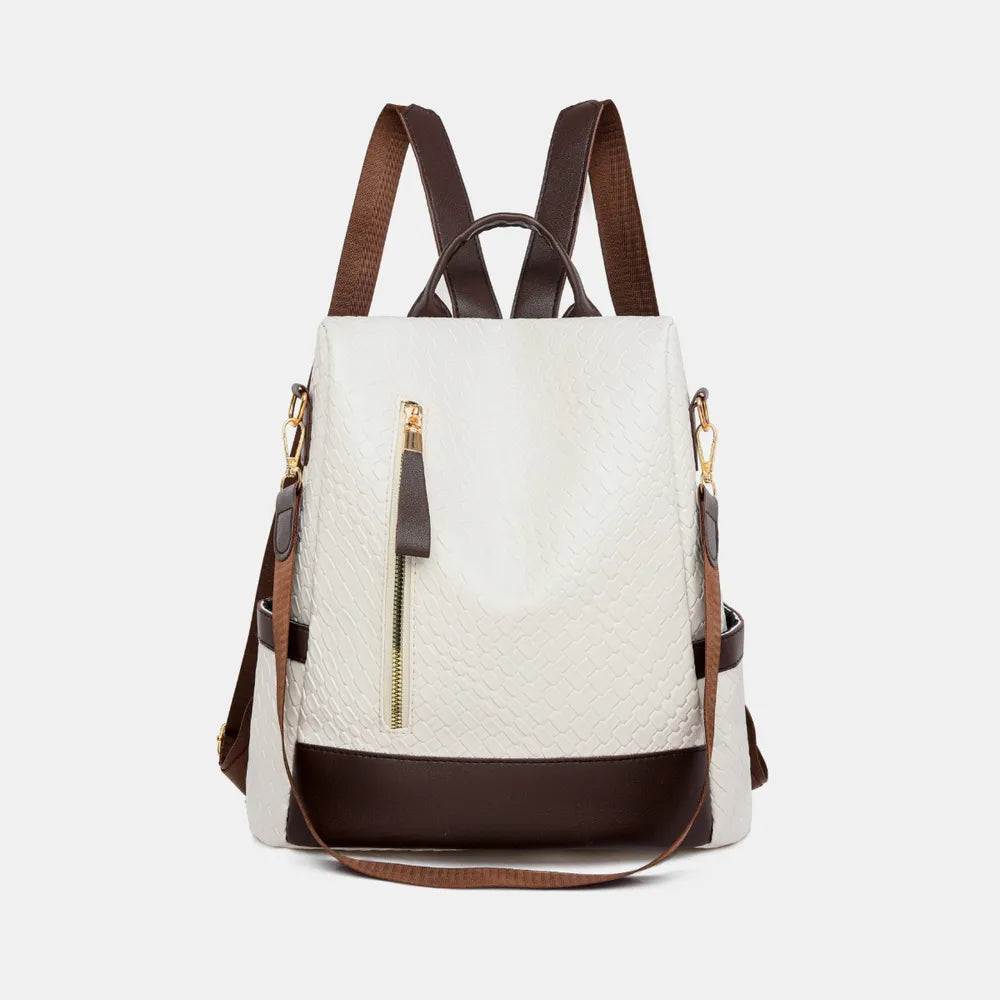 PU Leather Backpack Bag Ivory One Size Bags Trendsi