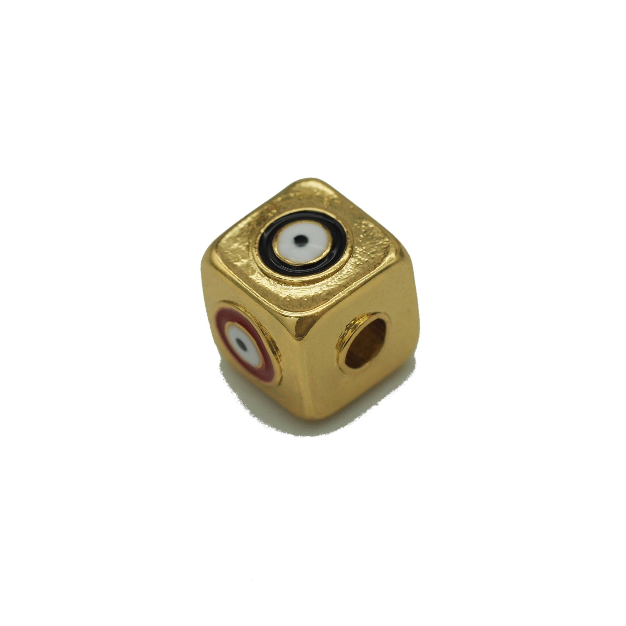 Enamel Evil Eye On Cube Spacer Beads, Sku#Y692