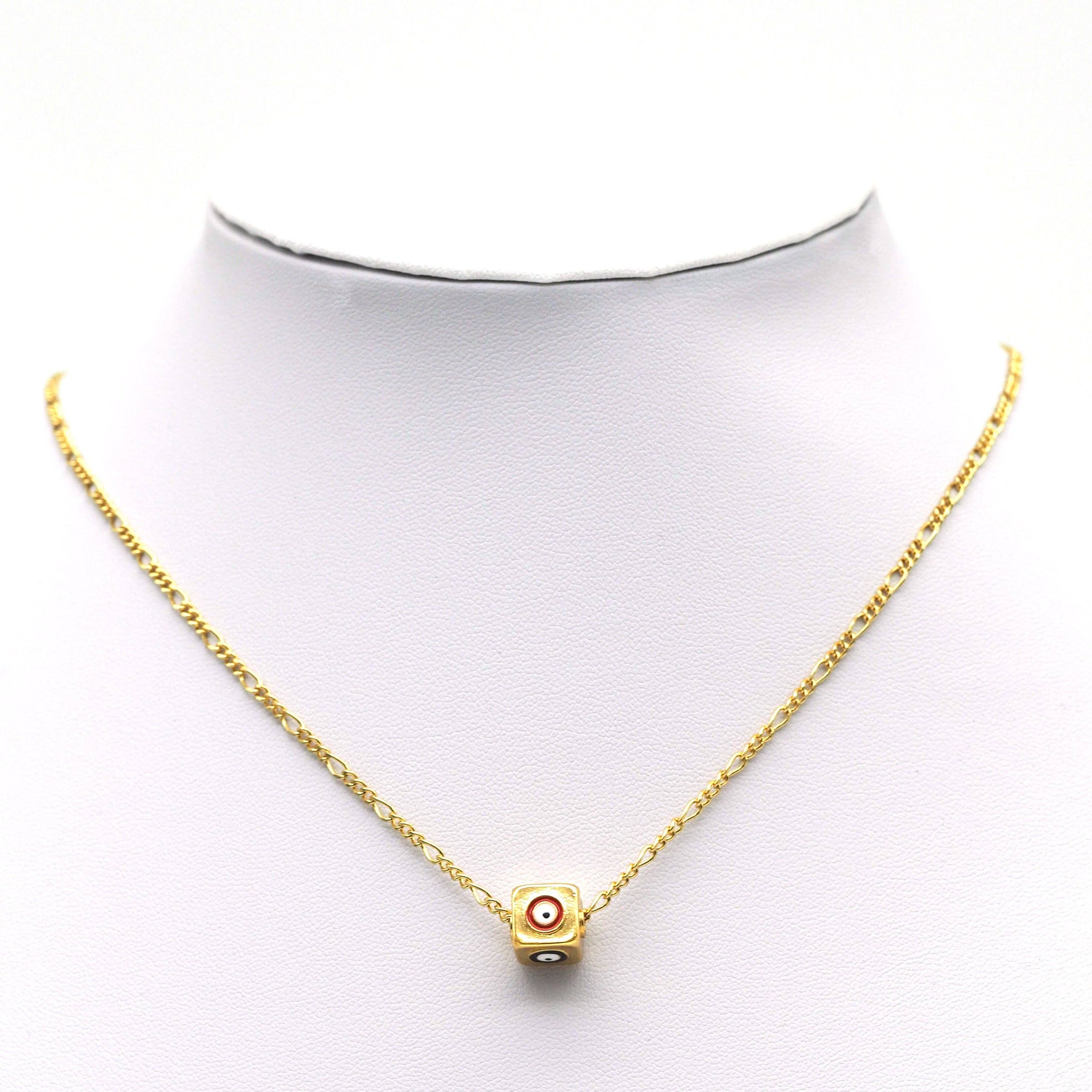 Enamel Evil Eye On Cube Spacer Beads, Sku#Y692