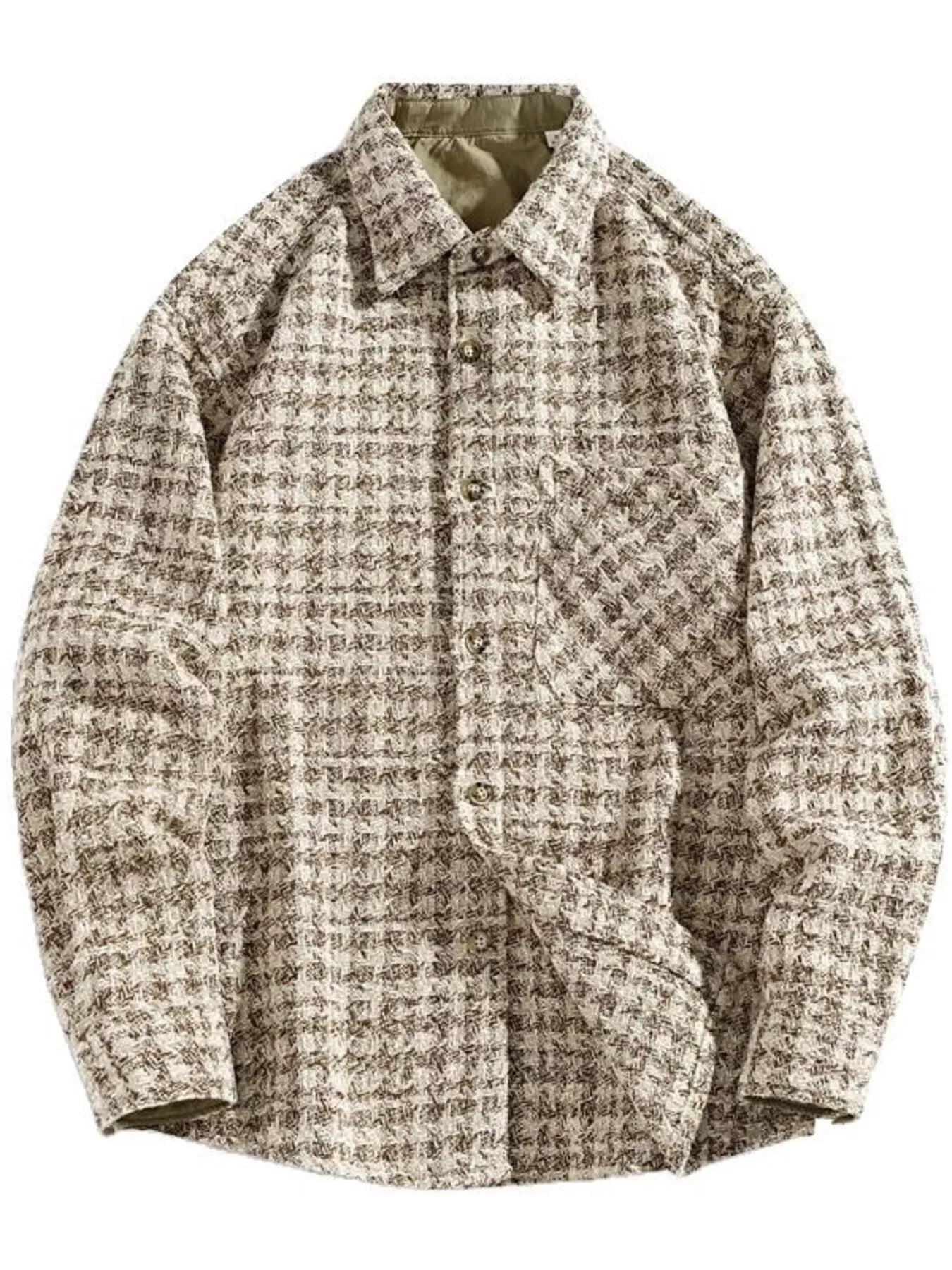 Mens Lattice Pattern Cotton Blend Shacket overshirt Trendsi