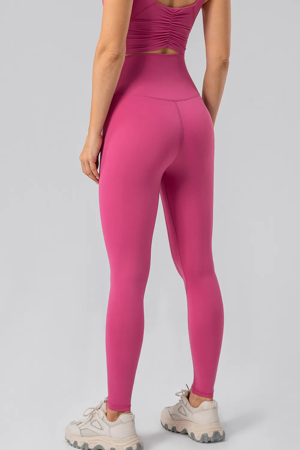 Lulu Dupe High Waist Wide Waistband Leggings (Nylon & Spandex) no front seam Trendsi