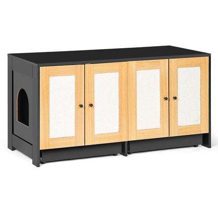 Double Cat Litter Box Enclosure, Hidden Sideboard