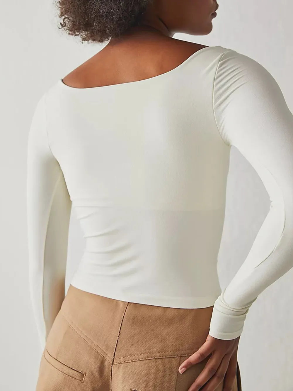 Square Neck Long Sleeve Shirt Shirts Trendsi