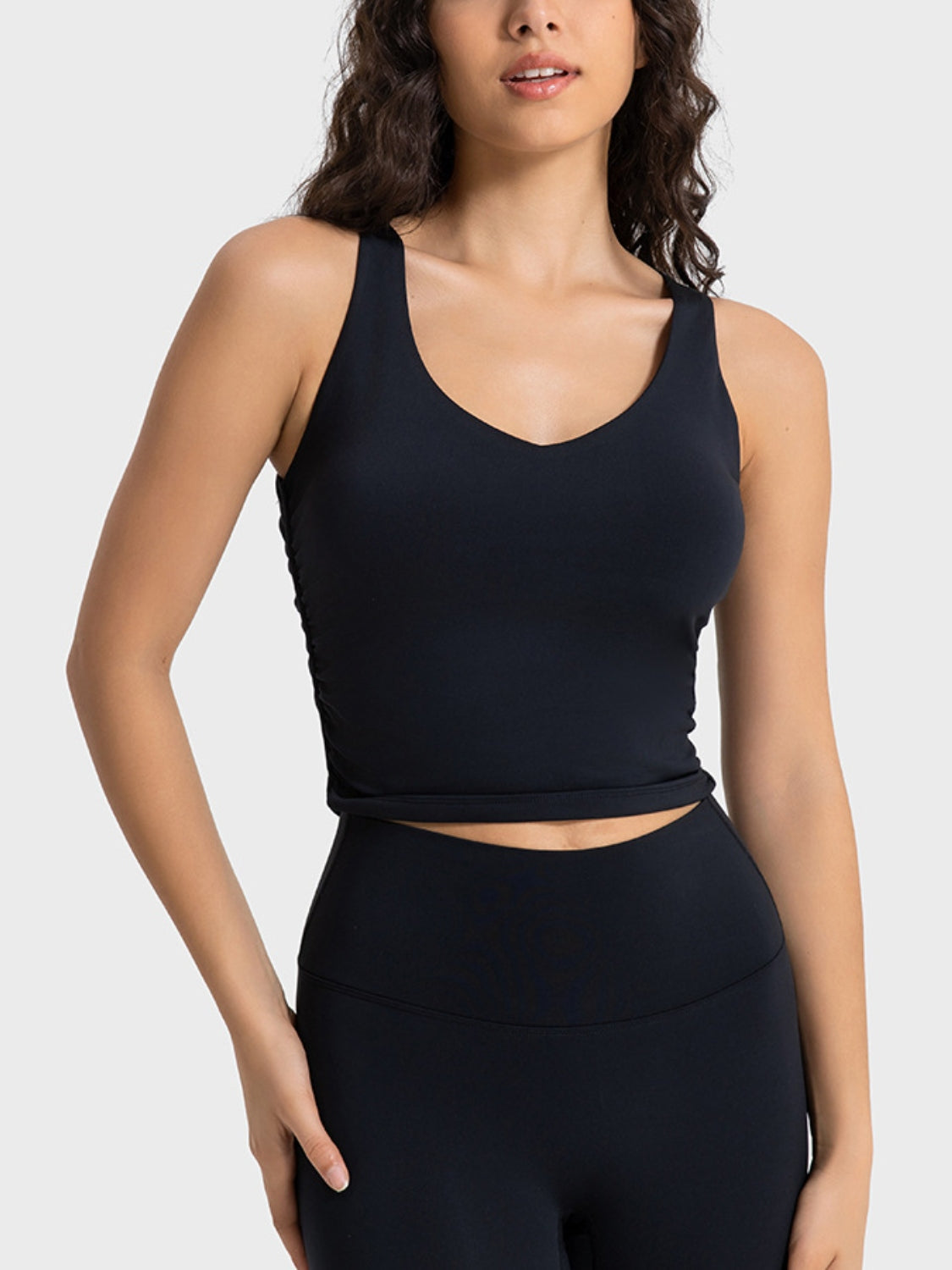 Millennia Cropped Sport Tank Black Trendsi