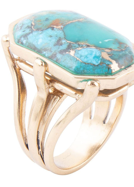 Dolce Blue Teal Turquoise Matrix and Golden Ring
