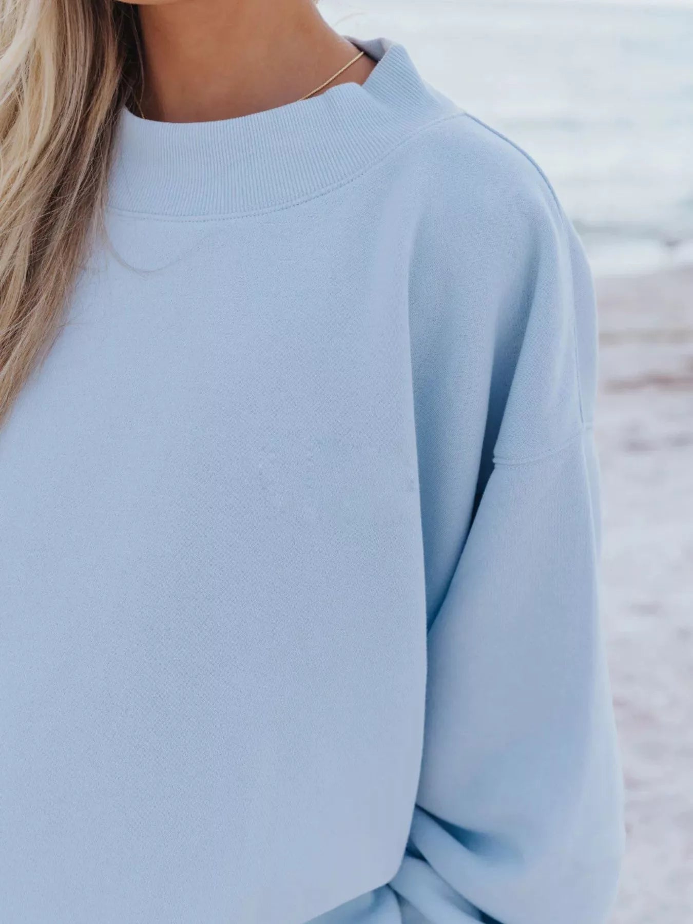 Relaxed Fit Round Neck Sweatshirt and Shorts Set Trendsi