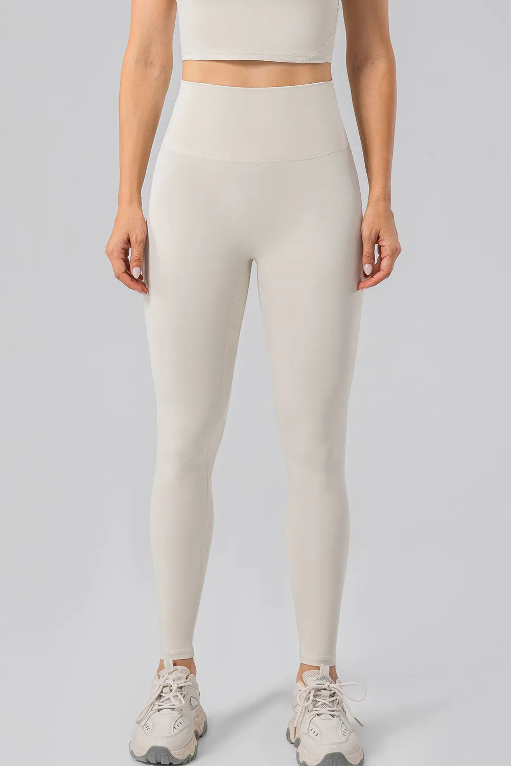 Lulu Dupe High Waist Wide Waistband Leggings (Nylon & Spandex) no front seam Trendsi