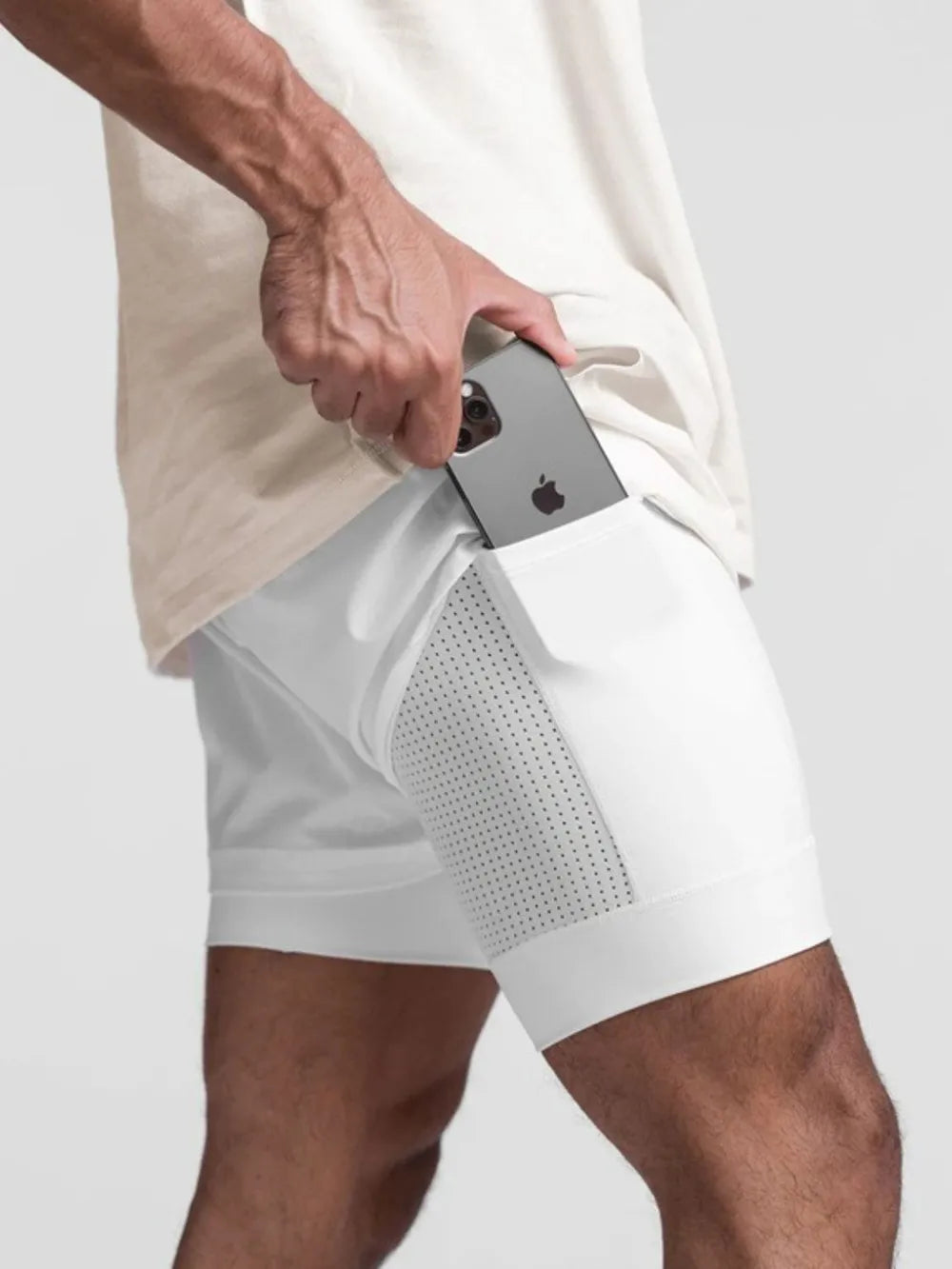 Men's Drawstring Active Shorts White Trendsi