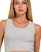 Zenana Ribbed Scoop Neck Cropped Tank Top H GREY Trendsi
