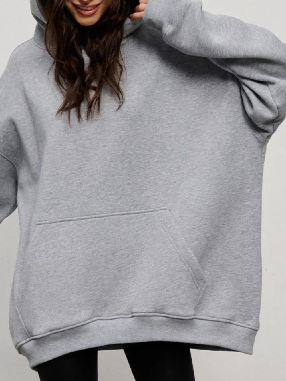 The Oversized Kangaroo Pocket Hoodie Loungwear Trendsi