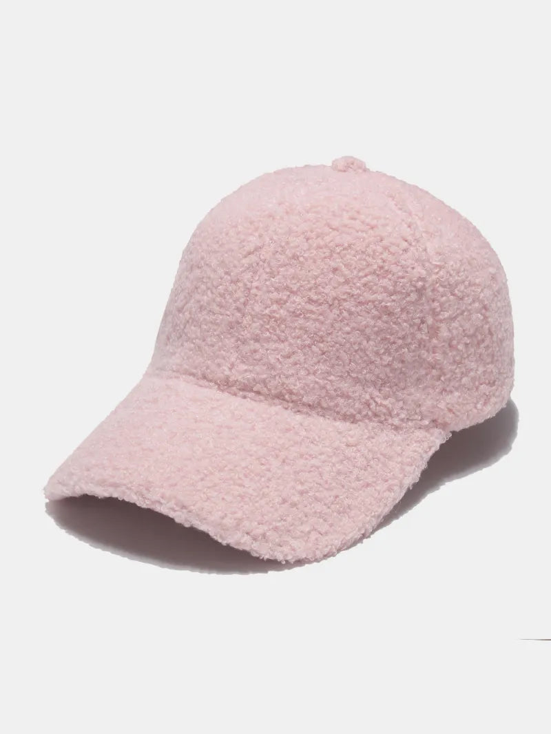 Sherpa Solid Color Baseball Cap Pink One Size Trendsi